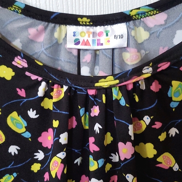 Dot Dot Smile 8/10 Girls Black Floral Dress Made In USA - Picture 5 of 6